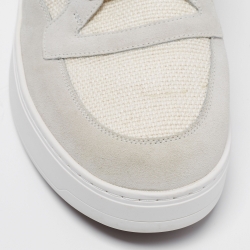 Loro Piana White/Grey Suede And Fabric Newport Walk Low Top Sneakers Size 43
