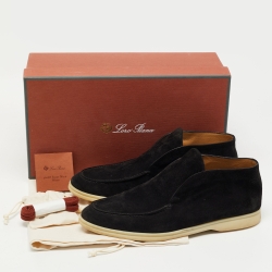 مملوكة مسبقًا Loro Piana Black Suede Open Walk Ankle Boots Size 42.5