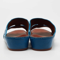 Pre Owned Loro Piana Blue Ostrich Heart Slip On Sandals Size 44