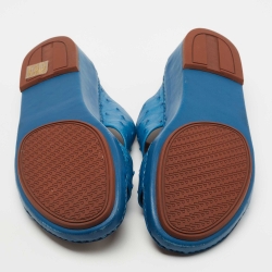 Pre Owned Loro Piana Blue Ostrich Heart Slip On Sandals Size 44