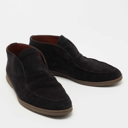 Pre Owned Loro Piana Black Suede Open Walk Ankle Boots Size 44