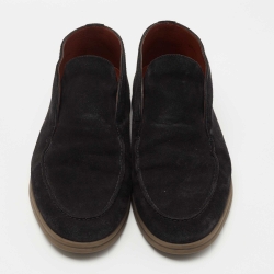 Pre Owned Loro Piana Black Suede Open Walk Ankle Boots Size 44