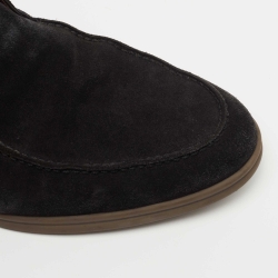 Pre Owned Loro Piana Black Suede Open Walk Ankle Boots Size 44