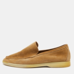 Pre Owned Loro Piana Beige Suede Summer Walk Loafers Size 41.5