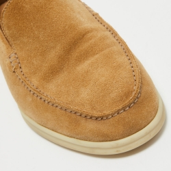 Pre Owned Loro Piana Beige Suede Summer Walk Loafers Size 41.5