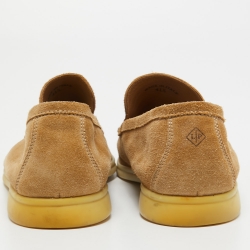 Pre Owned Loro Piana Beige Suede Summer Walk Loafers Size 41.5