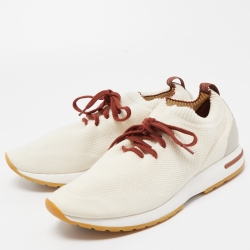 Pre Owned Loro Piana Cream Knit Fabric 360 Flexy Walk Sneakers Size 41