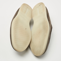 Pre Owned Loro Piana Olive Green Nubuck Summer Walks Loafers Size 42