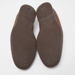 Pre Owned Loro Piana Brown Leather Fur Trimmed Boots Size 42