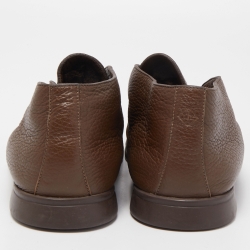 Pre Owned Loro Piana Brown Leather Fur Trimmed Boots Size 42