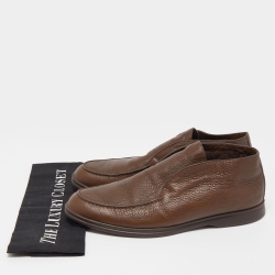 Pre Owned Loro Piana Brown Leather Fur Trimmed Boots Size 42