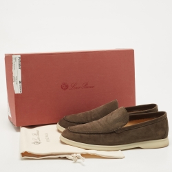 Pre Owned Loro Piana Brown Nubuck Summer Walk Loafers Size 40