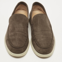 Pre Owned Loro Piana Brown Nubuck Summer Walk Loafers Size 40