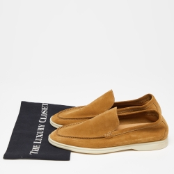 Pre Owned Loro Piana Beige Nubuck Summer Walk Loafers Size 42