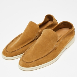 Pre Owned Loro Piana Beige Nubuck Summer Walk Loafers Size 42