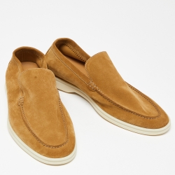 Pre Owned Loro Piana Beige Nubuck Summer Walk Loafers Size 42