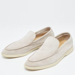 Loro Piana Grey Suede Summer Walk Slip On Loafers Size 45