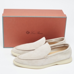 Loro Piana Grey Suede Summer Walk Slip On Loafers Size 45