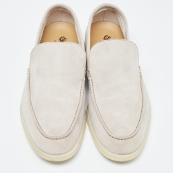 Loro Piana Grey Suede Summer Walk Slip On Loafers Size 45