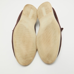 Pre Owned Loro Piana Burgundy Suede Summer Walk Slip On Loafers Size 41.5