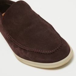 Pre Owned Loro Piana Burgundy Suede Summer Walk Slip On Loafers Size 41.5
