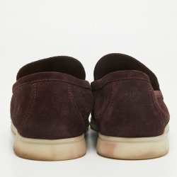 Pre Owned Loro Piana Burgundy Suede Summer Walk Slip On Loafers Size 41.5