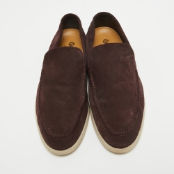 Pre Owned Loro Piana Burgundy Suede Summer Walk Slip On Loafers Size 41.5
