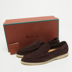 Pre Owned Loro Piana Burgundy Suede Summer Walk Slip On Loafers Size 41.5