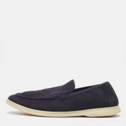 Navy Blue Knit Fabric Summer Walk Loafers