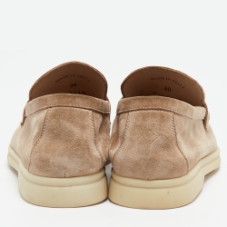 Pre Owned Loro Piana Beige Suede Slip On Summer Charms Walk Loafers Size 38