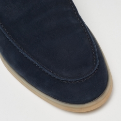 Pre Owned Loro Piana Blue Summer Charmer Suede Slip On Loafers Size 44.5