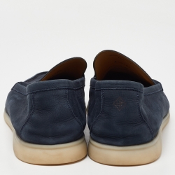 Pre Owned Loro Piana Blue Summer Charmer Suede Slip On Loafers Size 44.5