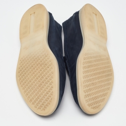 Pre Owned Loro Piana Blue Summer Charmer Suede Slip On Loafers Size 44.5