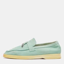 Lora Piana Blue Suede Summer Charms Walk Loafers