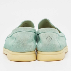 Pre Owned Lora Piana Blue Suede Summer Charms Walk Loafers Size 39