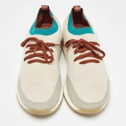 Loro Piana Cream/Grey Knit Fabric Flexy Walker Sneakers Size 41