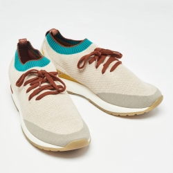 Loro Piana Cream/Grey Knit Fabric Flexy Walker Sneakers Size 41