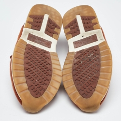 مملوكة مسبقًا Loro Piana Brown Knit Fabric 360 LP Flexy Walk Low Top Sneakers Size 41