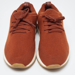 مملوكة مسبقًا Loro Piana Brown Knit Fabric 360 LP Flexy Walk Low Top Sneakers Size 41