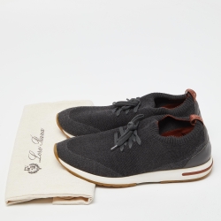 Loro Piana Grey Knit Fabric and Leather 360 Flexy Walker Slip On Sneakers Size 42