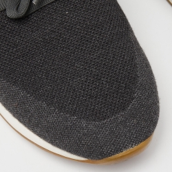 Loro Piana Grey Knit Fabric and Leather 360 Flexy Walker Slip On Sneakers Size 42