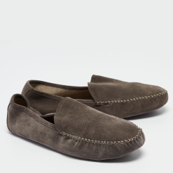 مملوكة مسبقًا Loro Piana Grey Suede Summer Walk Loafers Size 41