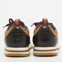 Pre Owned Loro Piana Brown Knit Fabric 360 Flexy Walker Low Top Sneakers Size 43