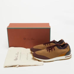 Pre Owned Loro Piana Brown Knit Fabric 360 Flexy Walker Low Top Sneakers Size 43
