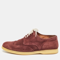 Loro Piana Burgundy Brogue Suede Walk Derby Size 44
