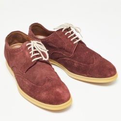 Loro Piana Burgundy Brogue Suede Walk Derby Size 44