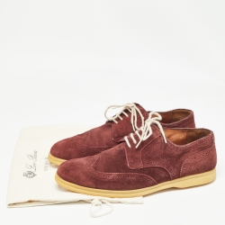 Loro Piana Burgundy Brogue Suede Walk Derby Size 44