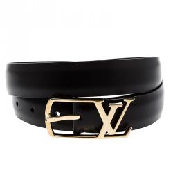 Pre Owned Louis Vuitton Black Leather Neogram Belt 90cm