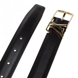 Pre Owned Louis Vuitton Black Leather Neogram Belt 90cm