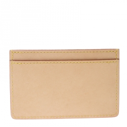 Pre Owned Louis Vuitton Beige Leather Earth Trunks Card Holder 